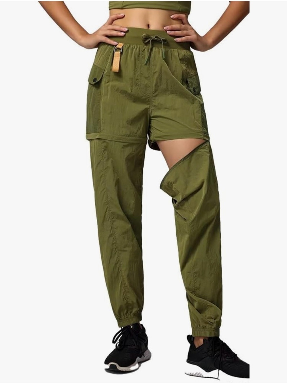 army green convertible hiking cargo pants/shorts (UPF 50+)